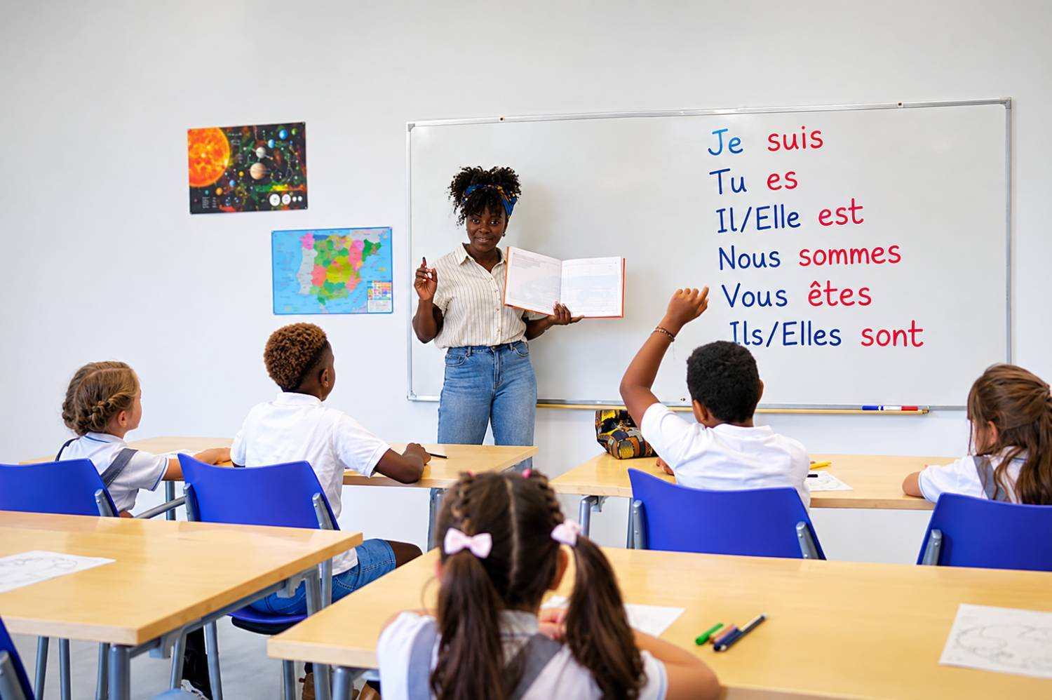 French conjugation lesson in class